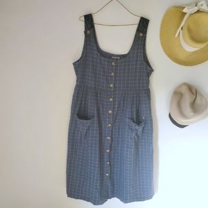 Soft button up pinafore plaid dress